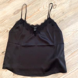 Black Lace Trim Satin Cami